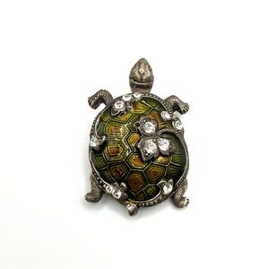 Catherine Popesco France Enameled Turtle Brooch Pin
